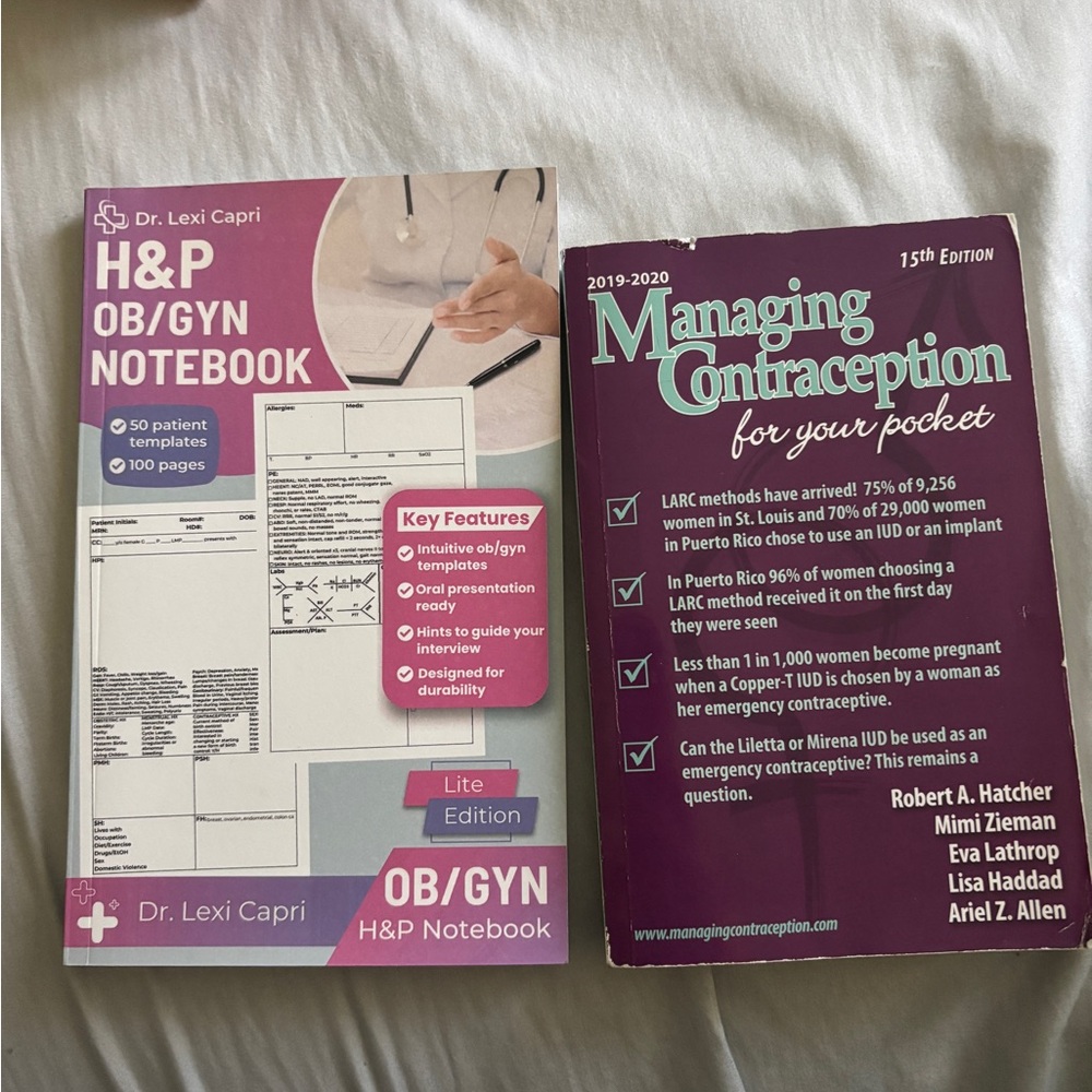 Capri H&P OB/GYN Notebook and Managing Contraception for your pock 15th edition